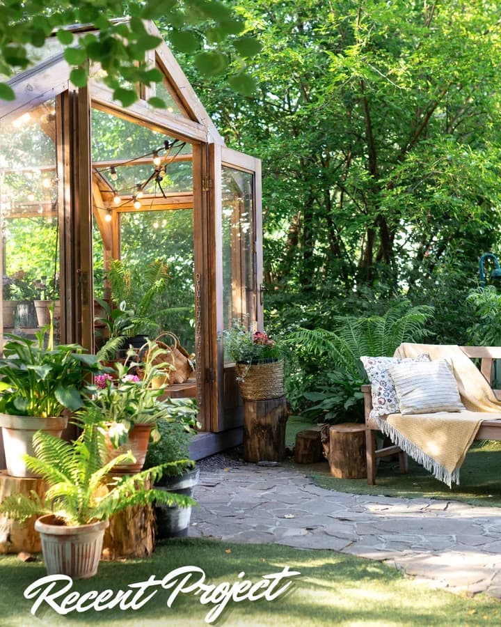 Concept post: Recent project, a timber greenhouse and a stone patio.
