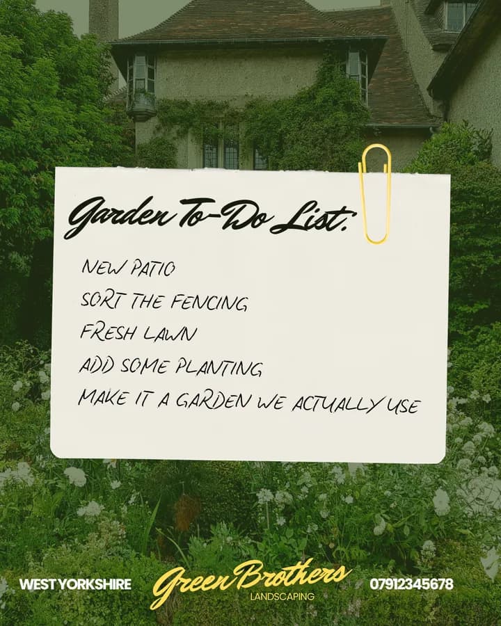 Concept post: Garden to-do list on a paper note.