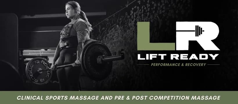 Lift Ready Facebook cover: clinical sports massage and pre and post competition massage.