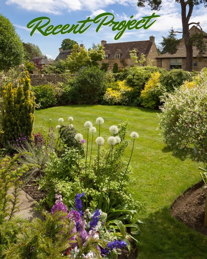 Concept post: Recent project, a lawn edged with flower beds.